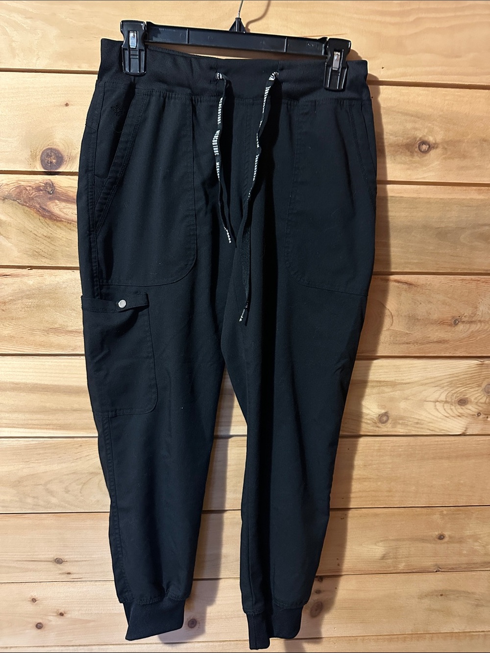 Med Couture Small-P Women’s Black Jogger Scrub Pants Drawstring Solid 7710P